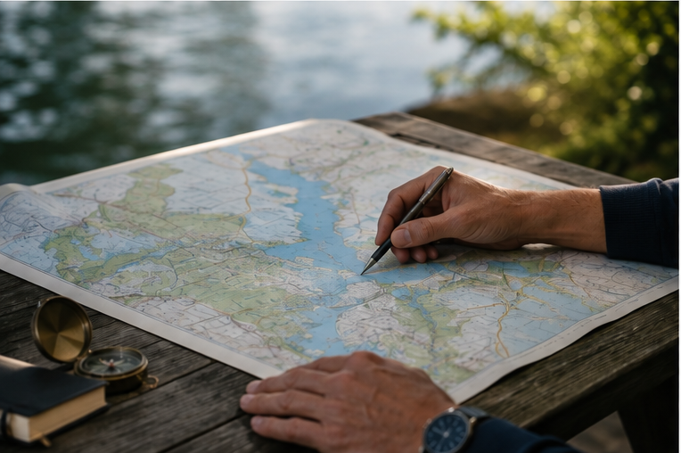 Mapping — the course charted by hand